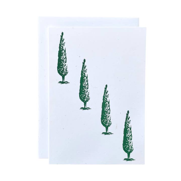 Kleines Notizkartenset mit Zypressenbäumen für den Großhandel von Crescent Street Design