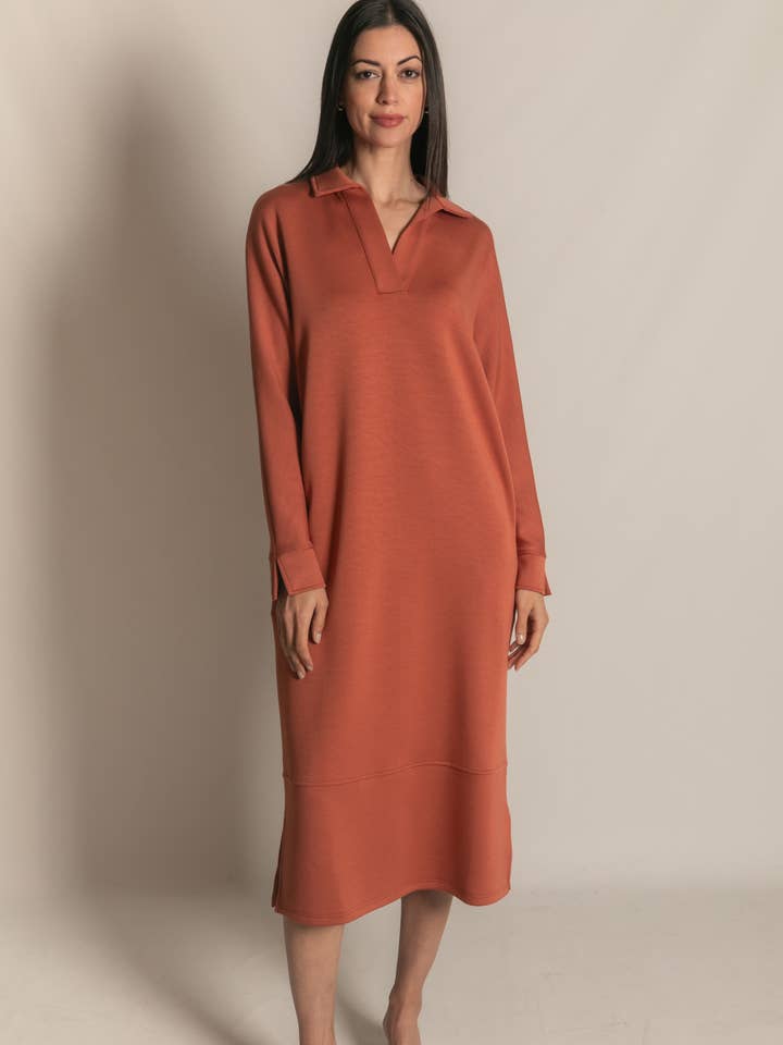 P. CILL Butter Modal Collared Long Sleeve Dress for wholesale by P. CILL
