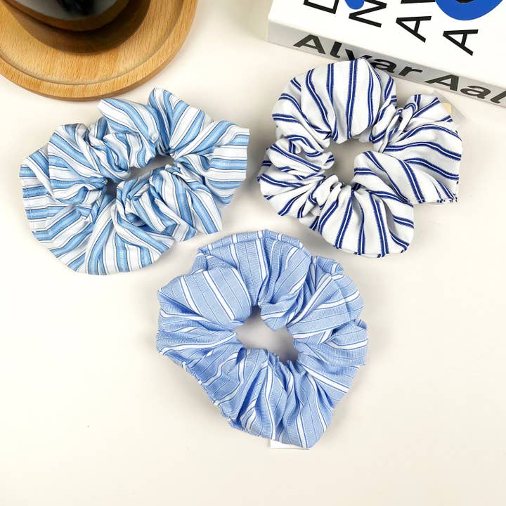 Blue and white hair tie business attire hair ties for wholesale by SoapElenGlen