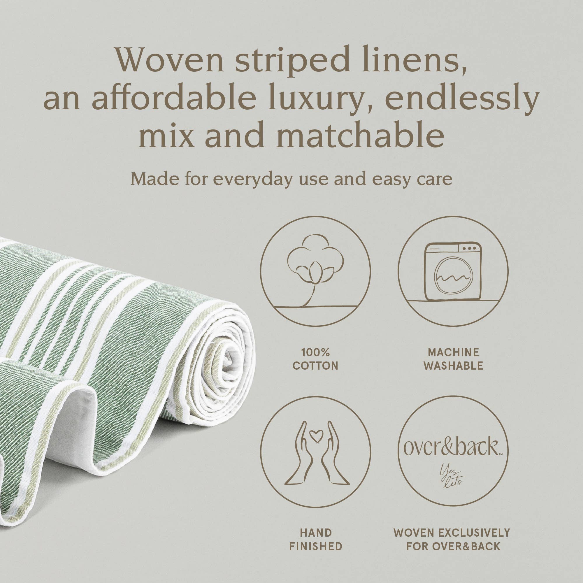 over&back - Wholesale Table Runner - Striped Woven Table Runner – 18x10810