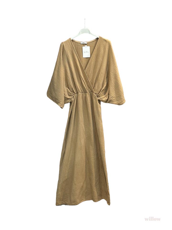 Moonsun - Wholesale Dress – Women's - Empire cotton gauze double-breasted long dress #5142A3