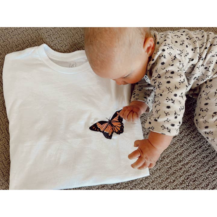 Little Lamb Designs - Wholesale Bandana - Women's - Embroidered Butterfly On Bandana, Tshirt, Or Onesie