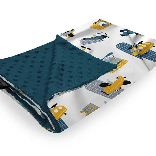 Minky Blanket Voyage in Blue for wholesale by LITTLELUXURIES FOR KIDS