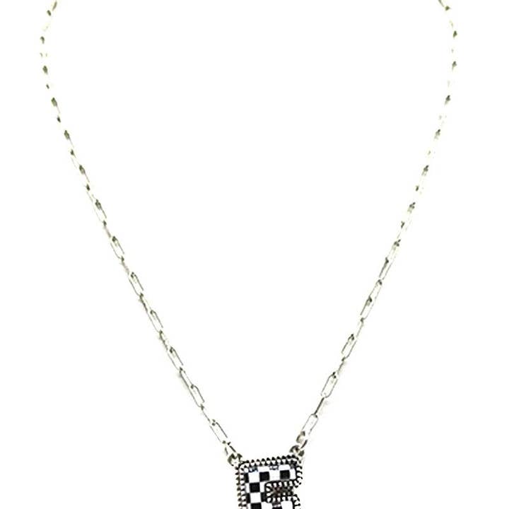 Snowing West - Wholesale Pendant/Charm Necklace - Checkered Bubble Initial Necklace