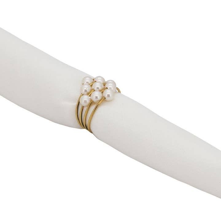 Gold Pearl Napkin Ring - Multiple Rings Design for wholesale on Faire3
