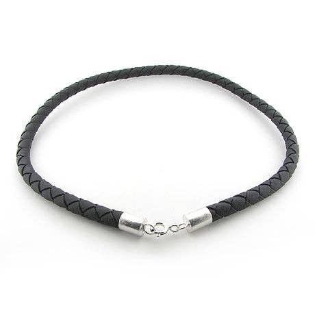 Silver Insanity - Wholesale Link & chain necklace - 6mm Sterling Silver Black Leather 20" Cord Chain Necklace