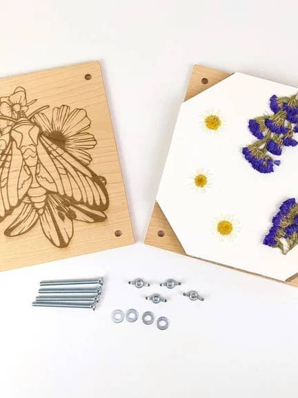 Hardwood Flower Press Customized With Logo Or Design | 7"x7" for wholesale by Macon Makes