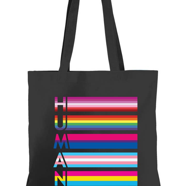 HUMAN Black Tote for wholesale by RainBee Designs, LLC