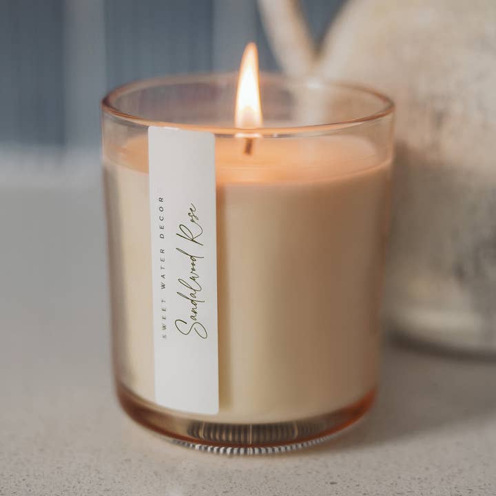 Sweet Water Decor - Wholesale Jar/Filled Candle - Sandalwood Rose 12 oz Candle - Home Decor and Gifts0