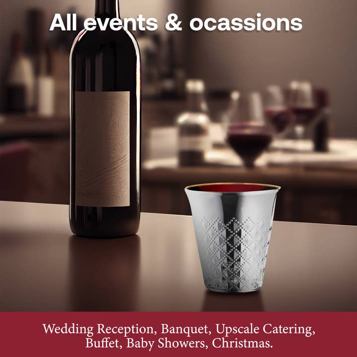 Smarty had a Party - Wholesale Disposable Cup - 5 oz. Metallic Aluminum Silver Plastic Kiddush Cups - 10 pcs