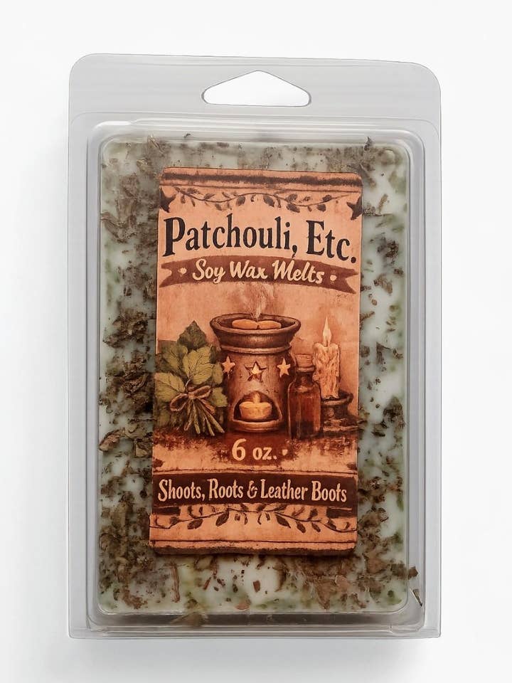 Patchouli, Etc. Soy Wax Melts- Large 6 0z- Hand-poured for wholesale by Shoots, Roots & Leather Boots