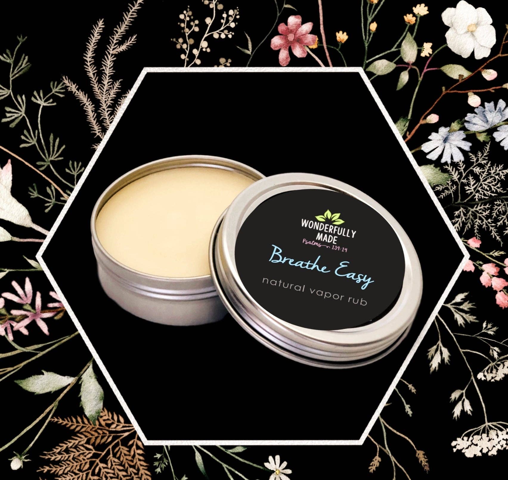 Wonderfully Made .love - Wholesale Healing Salve/Balm/Cream - Breathe Easy Vapor Rub Salve | Metal Tin | Natural Organic0