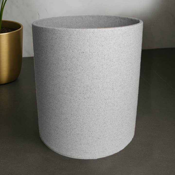 Round wastebasket faux leather gray linen coated 22xH28 for wholesale by Signature Home Collection GmbH