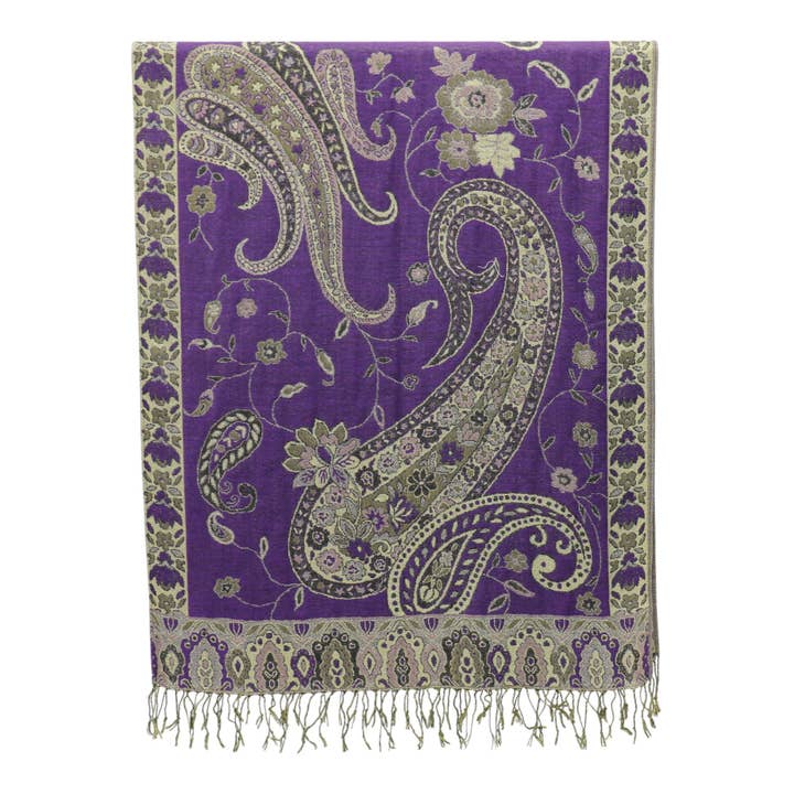ASSORTED Metallic Pashmina Paisley Pattern SCF3719-30 (12PC) for wholesale on Faire20