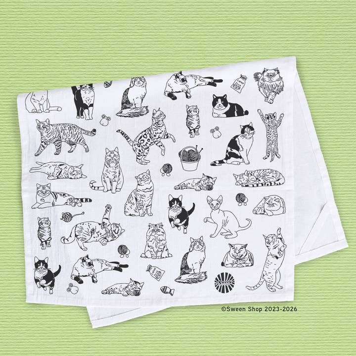 Torchon Chat - 100% Coton Premium pour Cuisine pour la vente par Sween Shop