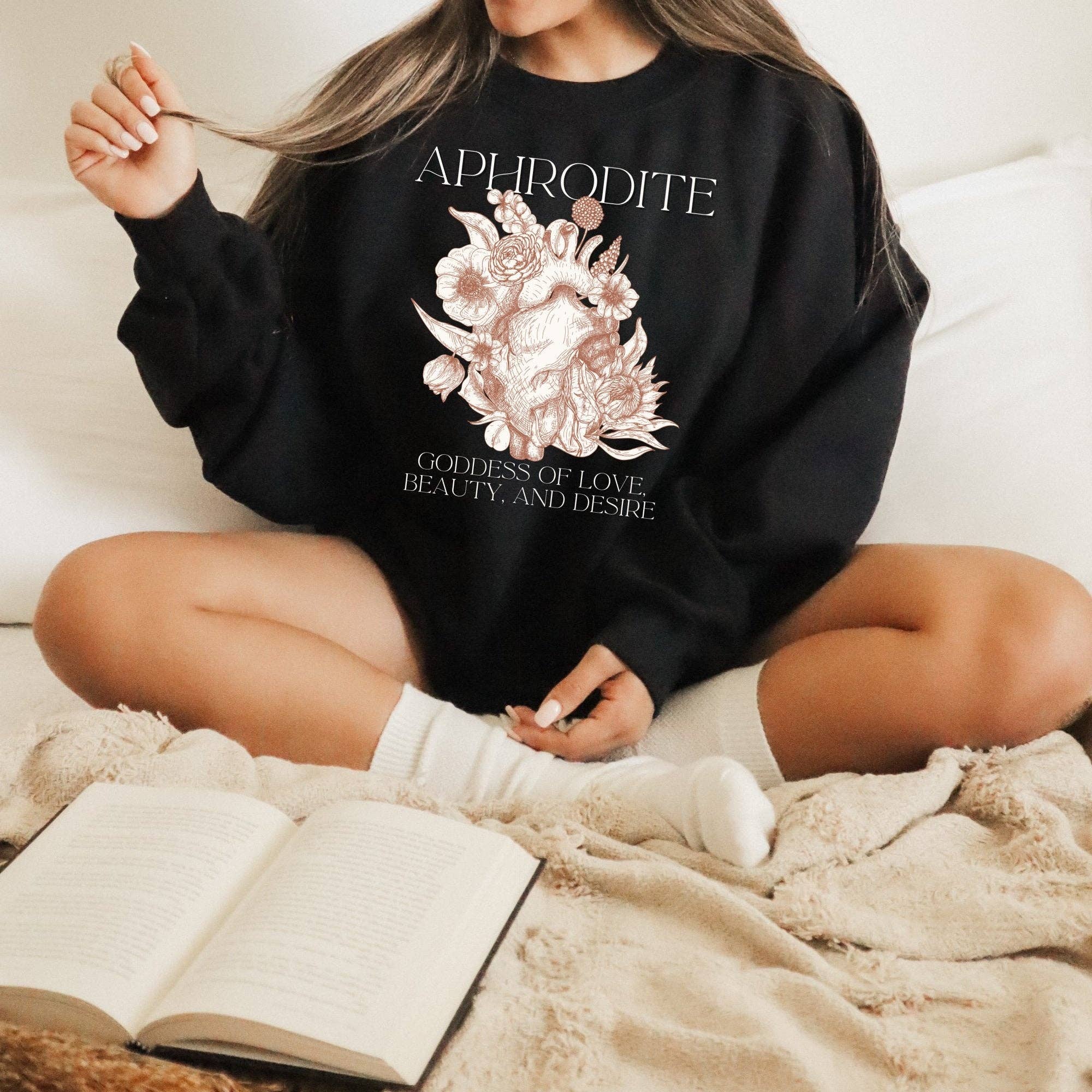 AFAdesignsCo – wholesale Graphic sweatshirt – Women’s – Aphrodite Goddess of love Shirt, Ladies Unisex Crewneck Shirt, Greek Goddess Shirt, Cute Tshirt, Gift, Funny T-shirt4