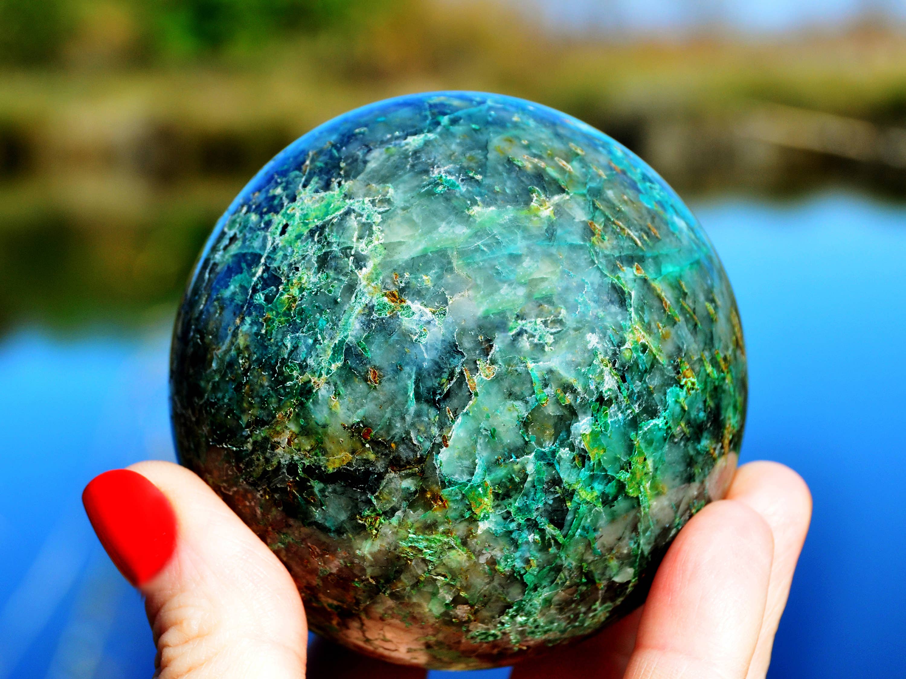 Kaia & Crystals - Wholesale Spiritual Stone/Crystal - XL Chrysocolla Sphere  (65mm - 100mm)3