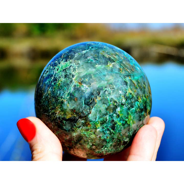 Kaia & Crystals - Wholesale Spiritual Stone/Crystal - XL Chrysocolla Sphere (65mm - 100mm)3