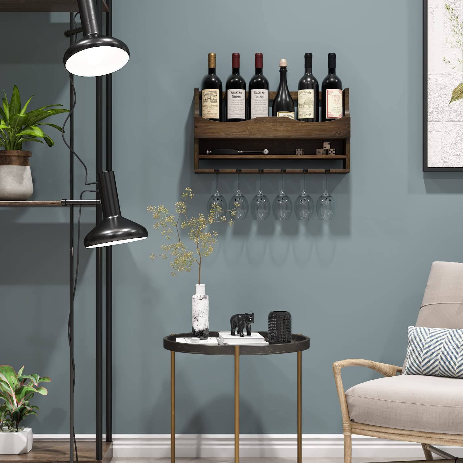 Above Edge – wholesale Wine rack – Wall Mounted Wine Rack, Rustic Wine Floating Rack with Bottl3