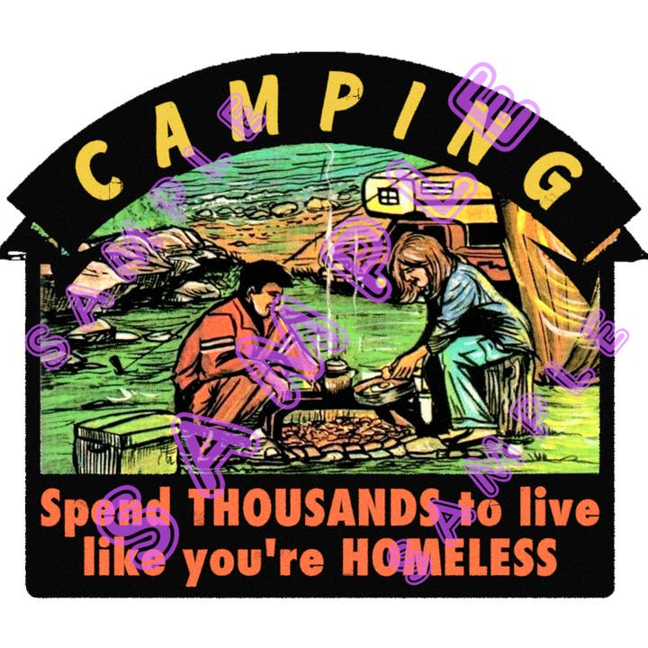 HOMELESS CAMPING Retro / Vintage Style Vinyl Sticker CAMP for wholesale by Hilda74 Retro Designs