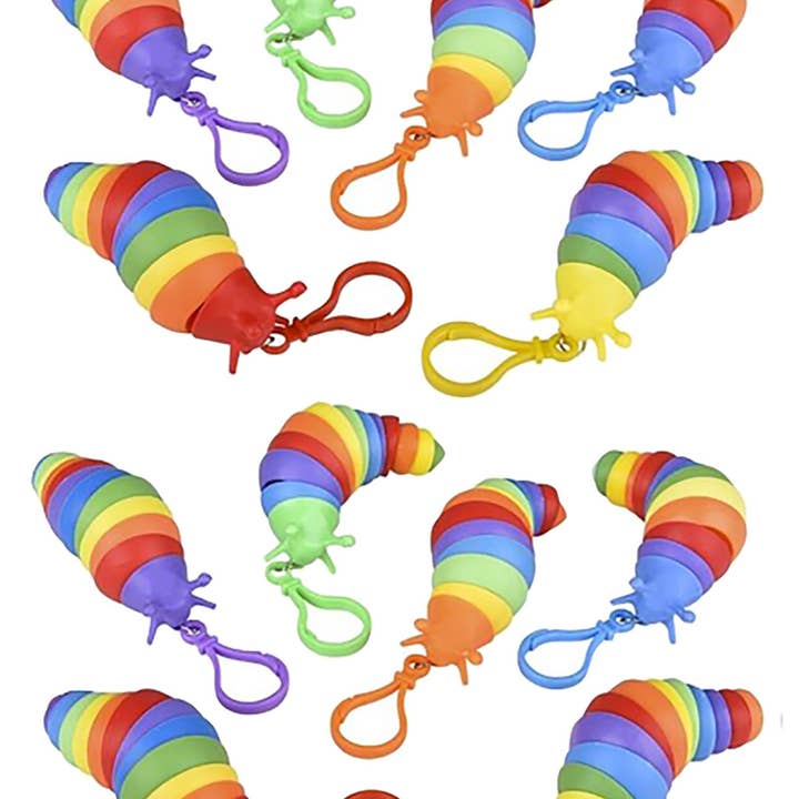 Curious Minds Toys - Wholesale Fidget Toy - Kids - 1 Small Fidget Slug on Clip Articulated Jointed Moving Slug2