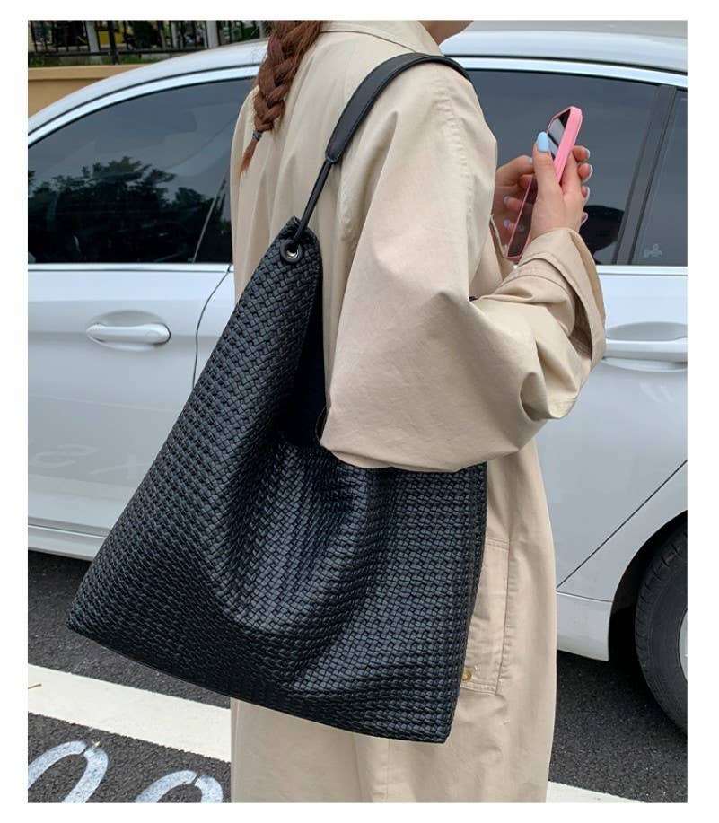 JOSSLYN by wall to wall - Wholesale Schoudertas - Dames - VEGAN NEPLEER GEWEVEN TOTE SCHOUDERTAS | 40P5870