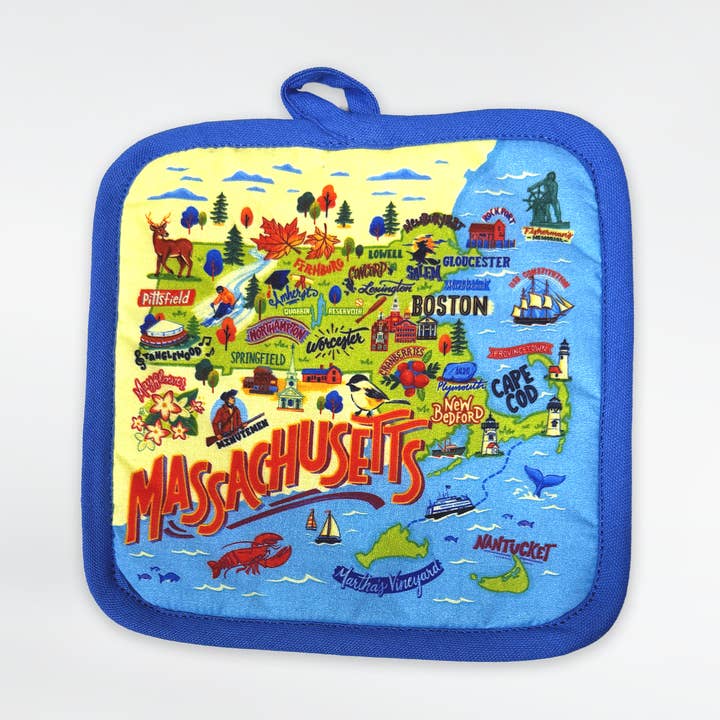 Massachusetts Vintage Map Pot Holder for wholesale by Commonwealth Souvenirs