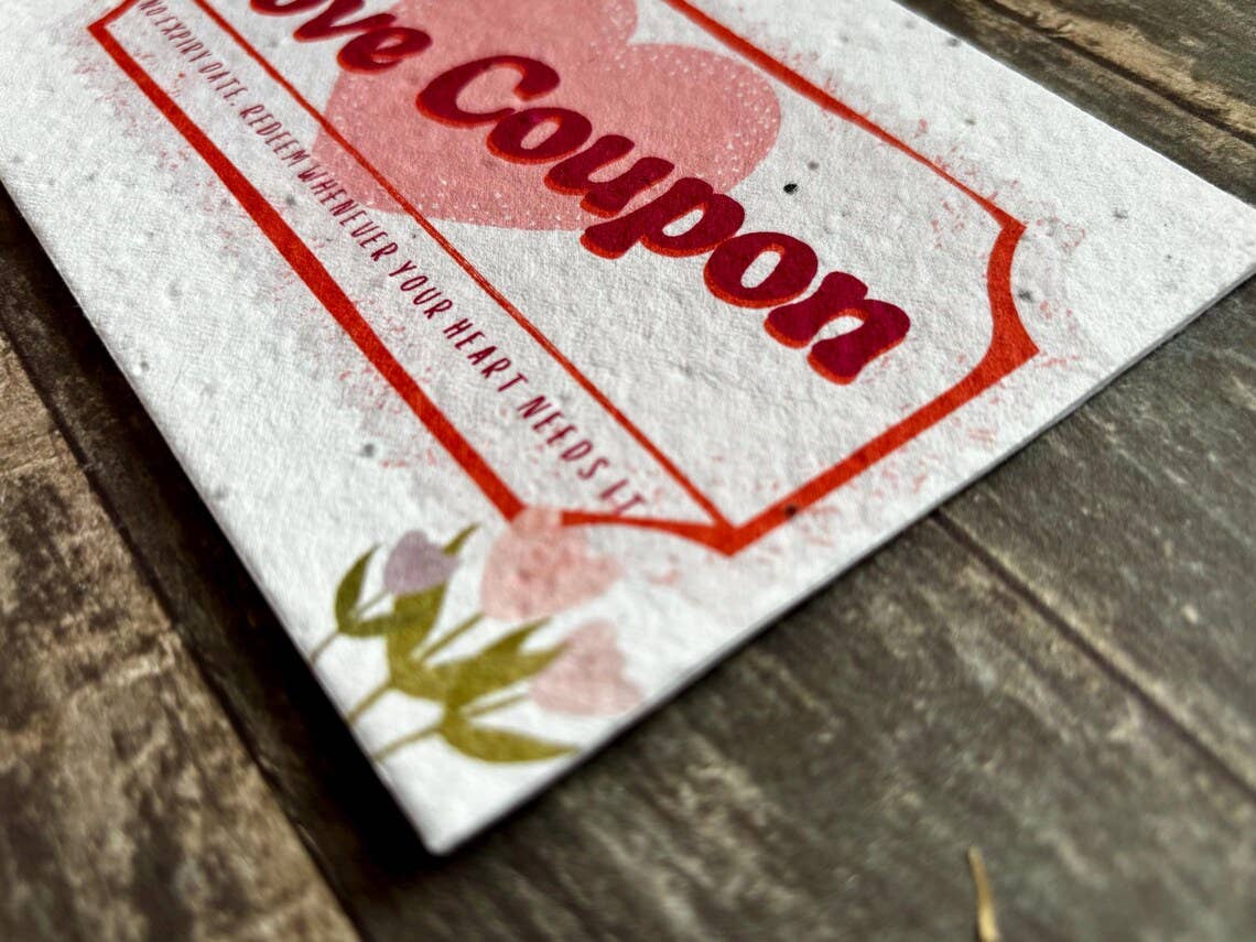 Erika's Whimsical Art – wholesale Love card – Plantable Seed Paper Love Coupon Card, Blank Inside  5