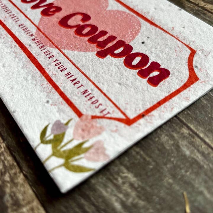 Erika's Whimsical Art – wholesale Love card – Plantable Seed Paper Love Coupon Card, Blank Inside 5