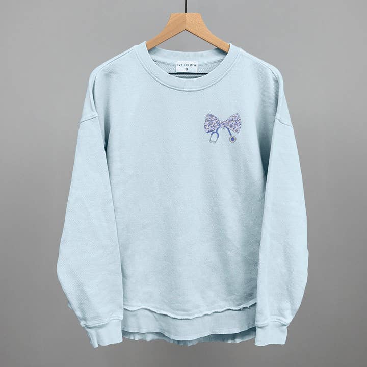 Ivy + Cloth - Wholesale Screen Printed T-Shirt - Women's - Stethoscope Floral Bow (Left Chest)4