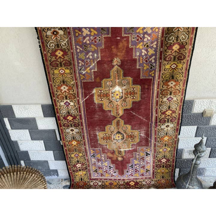 Oushak Rugs - Wholesale Area Rug - Vintage Turkish Oushak Handmade Geometric Wool Rug 4x6 ft2