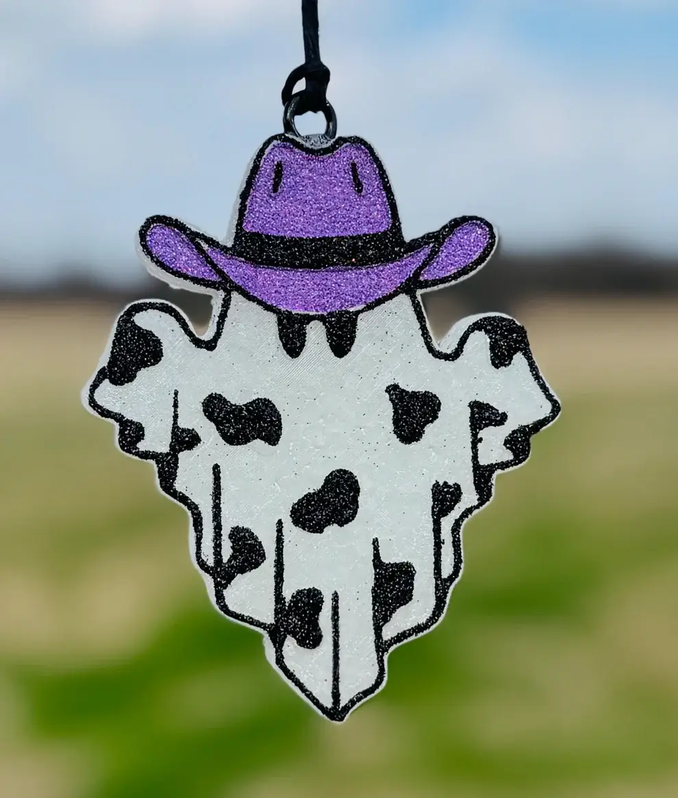 Scent Story Freshies - Wholesale Car Freshener - Unisex - Ghost with Cow print and Cowboy Hat2
