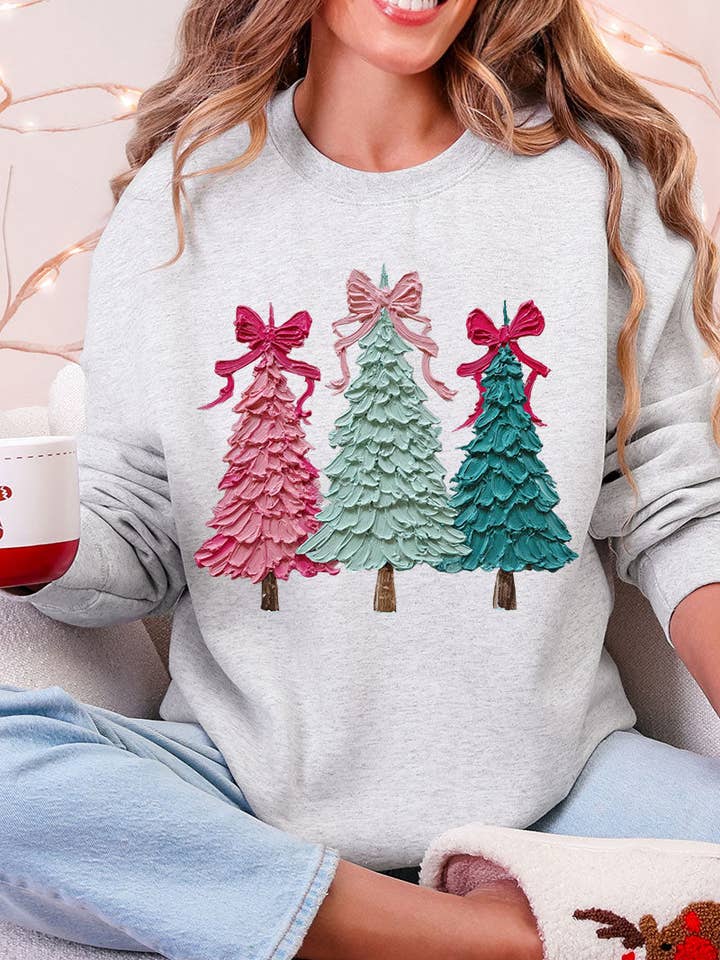 Wholesale Accessory Market - Wholesale Graphic Sweatshirt - Women's - The Painted Trio Trees Heavy Blend Crew Sweatshirt