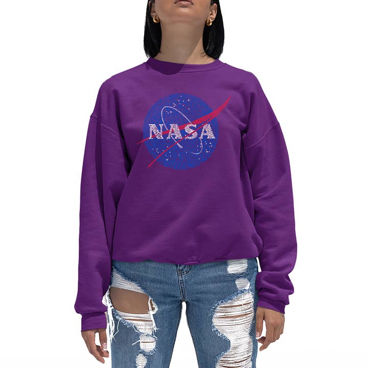 LA Pop Art – wholesale Sweatshirt med tryck - Dam – Dam Word Art Crew Sweatshirt - NASA s anmärkningsvärda uppdrag