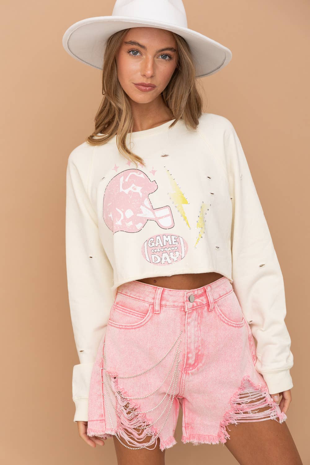 Blue B – Engroshandel Grafisk Sweatshirt - Dame – 32315T - Fransk Terry afgrøde spil dag besat sweatshirt8