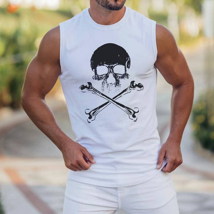 Men's Skull Graphics Casual Tank Tops-C for wholesale by novaxau