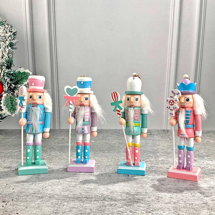 Candy Themed Nutcrackers Wooden Decor For Christmas Set of 4 for wholesale by Zwende