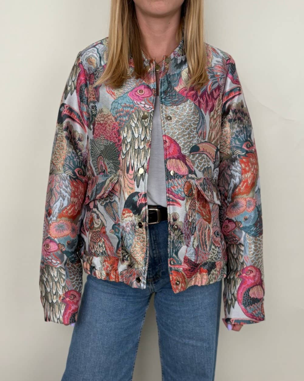 KZELL PARIS - Wholesale Jas - Dames - Jas met metallic jacquardmotief van vogels2