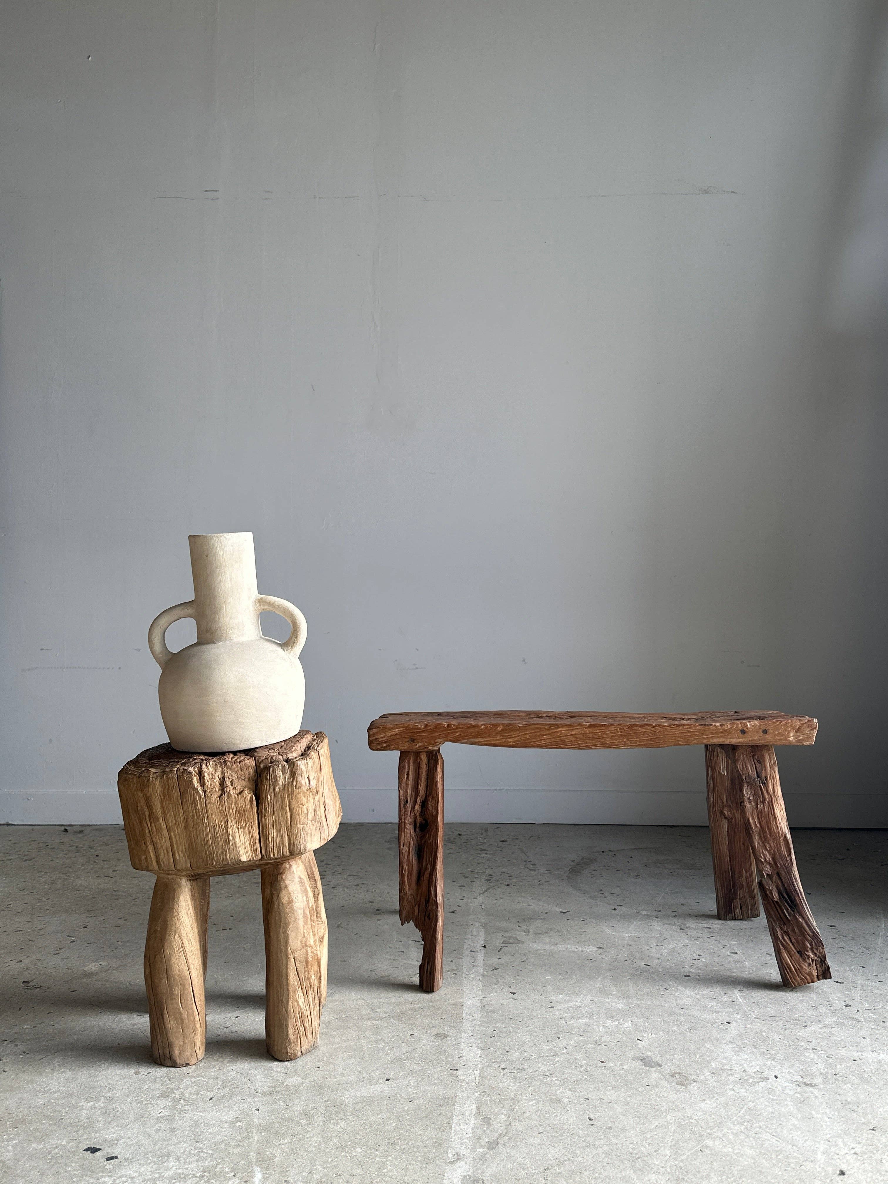 Office Objets - Wholesale Bench - Small organic bench in upcycled Asian teak quadripod openwork seat - Matahari11