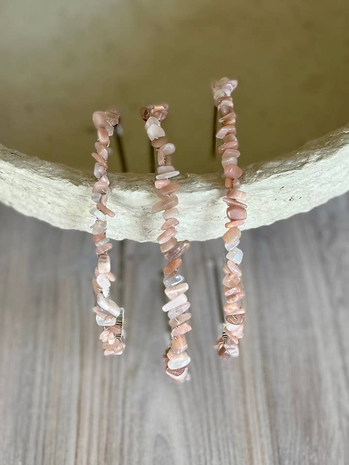 Peach Moonstone Headband for wholesale by Luna Rae