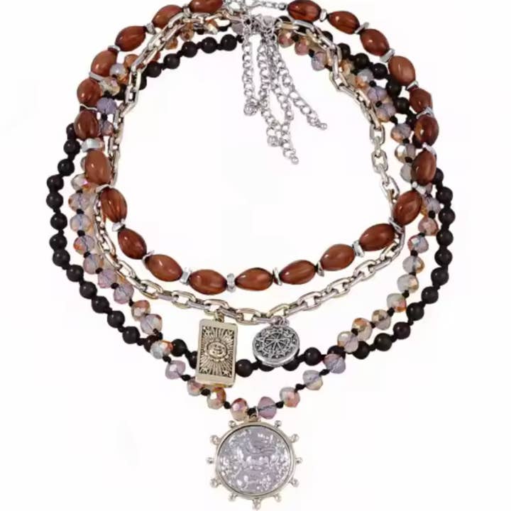 HoopLa - Vente Parures de bijoux - Collier Bohème Perlé Mixte 4 - Pièces, Cheval-Métal Recyclé2