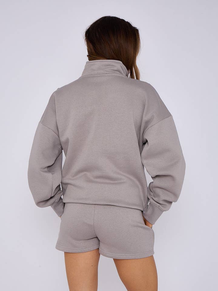 AX Labels - Wholesale Lounge Set - Women's - 1/2 Zip Top & Shorts Fleece Co-ord56
