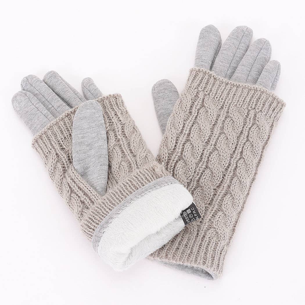 3AM BY H&D ACCESSORIES - Wholesale Gloves - Women's - Polyester Fleece 2pcs Knitted Gloves2