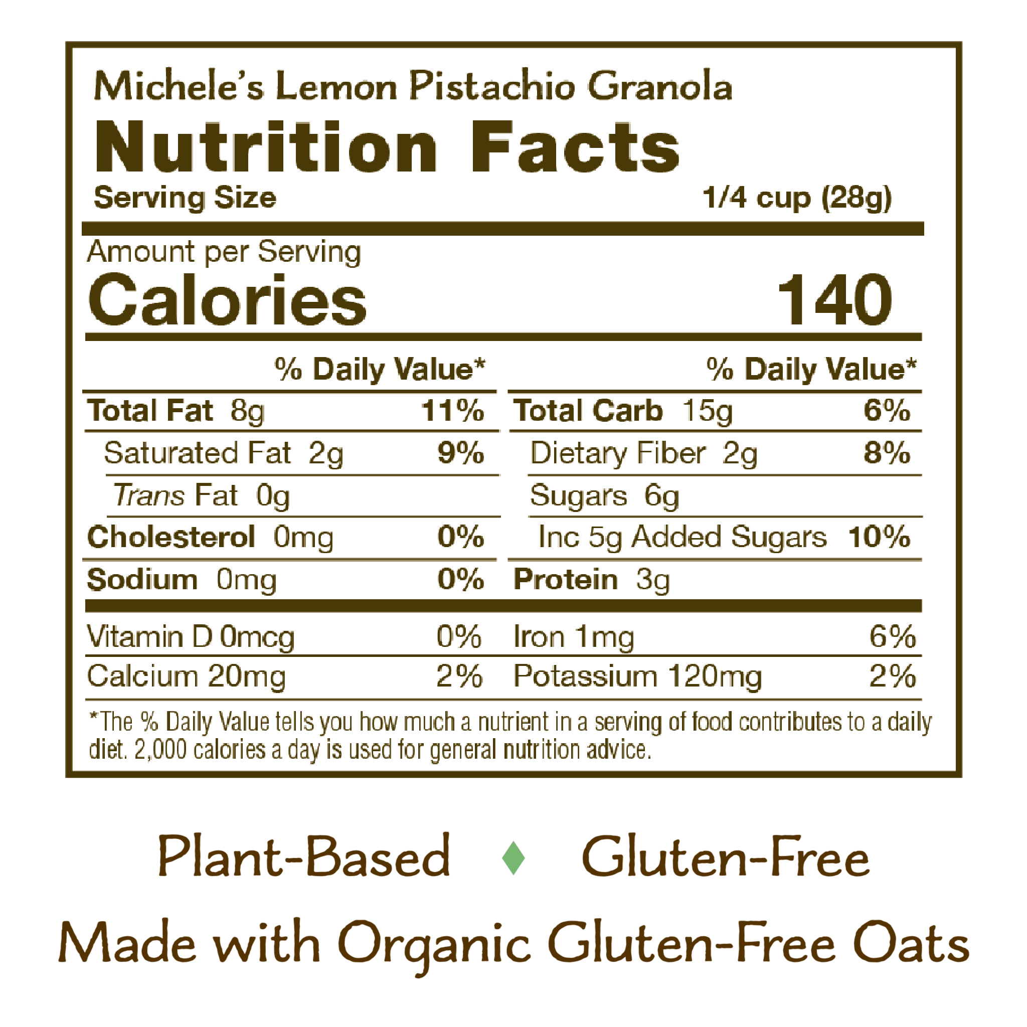 Michele's Granola - Wholesale Granola - Lemon Pistachio Granola - 12oz (Case of 6) [$5.83 per bag]1