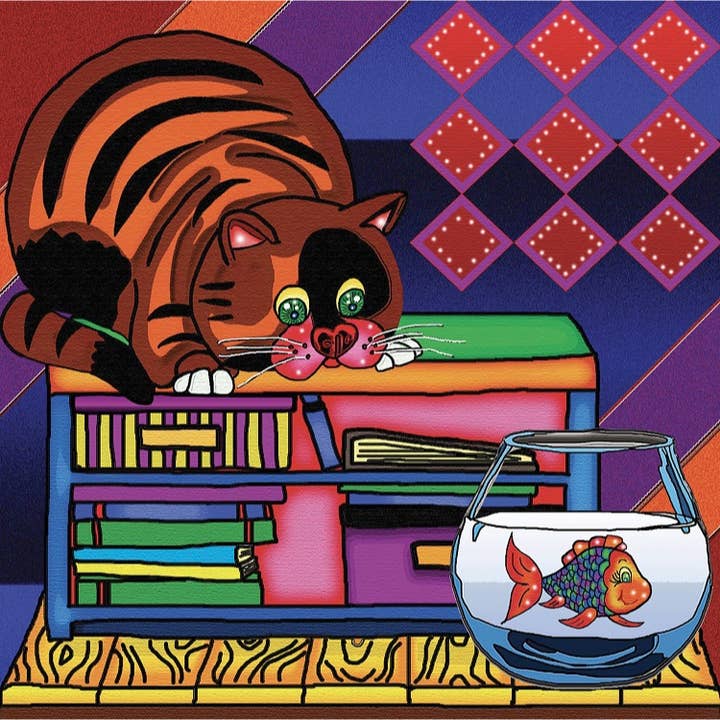 Kit artistico per pittura a diamante gatto e pesce per la vendita all'ingrosso da parte di JaCaRou Puzzles Inc.