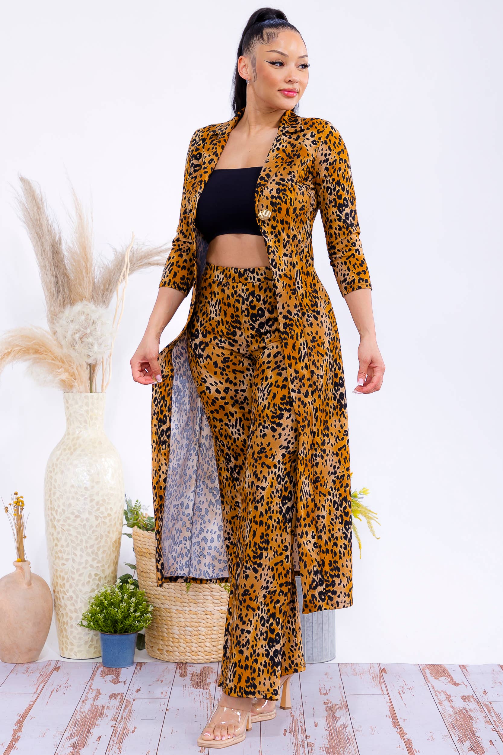 HH785R-LEOPARD Leopard Blazer & Wide-Leg Pants Two-Piece Set for wholesale on Faire3
