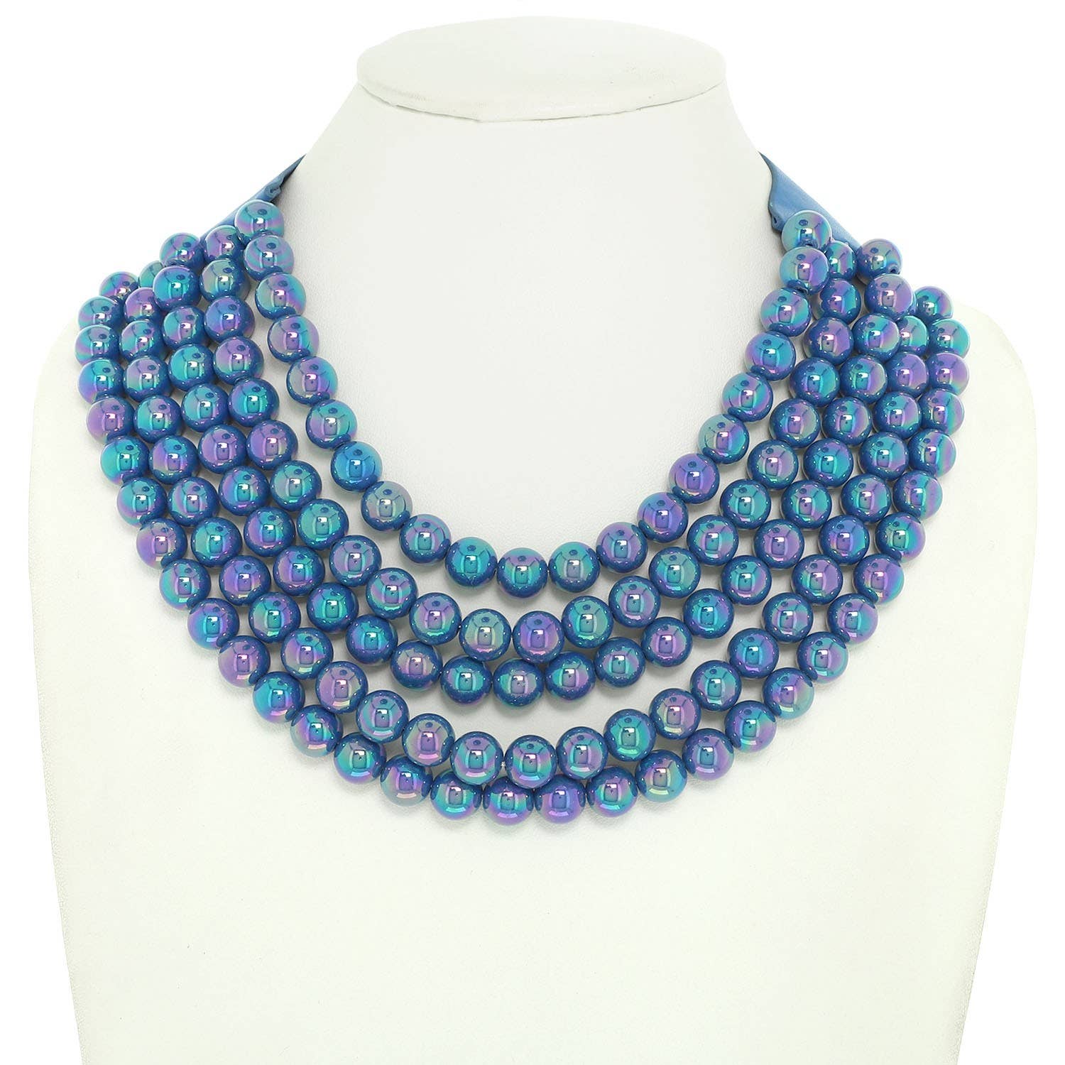 anbfashion - Wholesale Beaded/Pearl Necklace - BLING METALLIC COLOR BEADED NECKLACE FAUX LEATHER MAGNETIC0