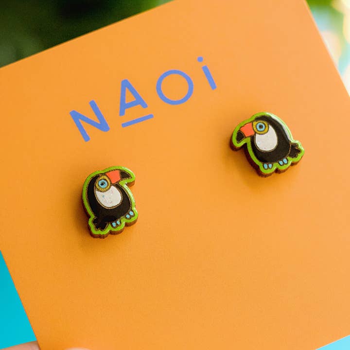 Toucan Stud Earrings - Handmade to Order for wholesale by Naoi