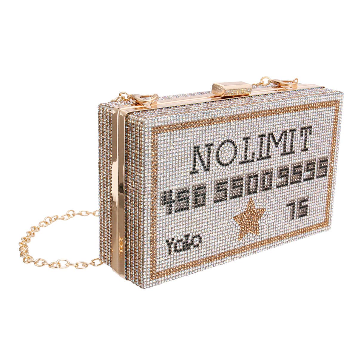 Silver No Limit Card Bling Clutch for wholesale on Faire0