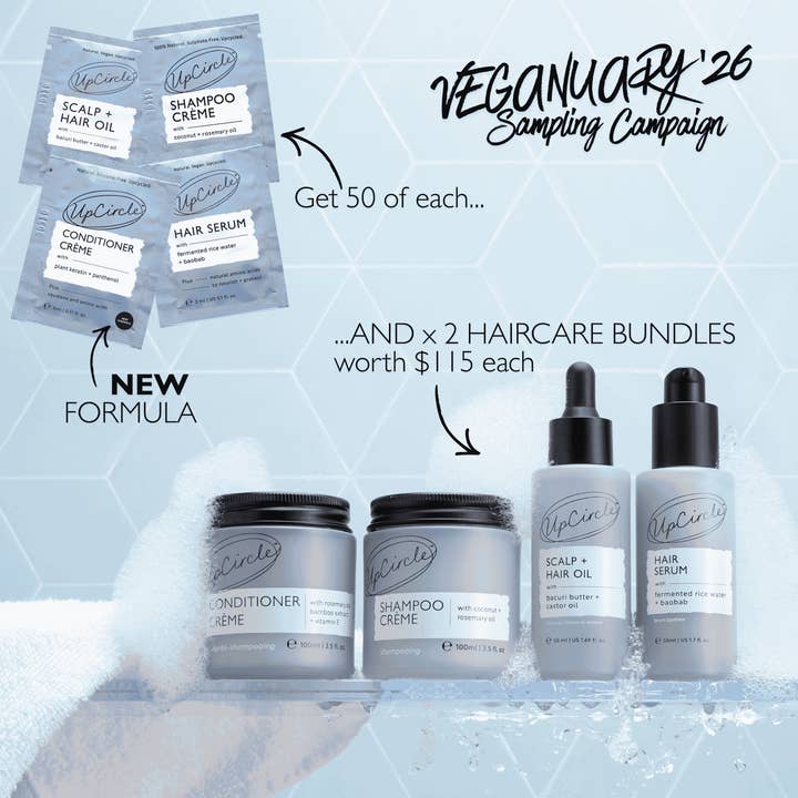 FREE Veganuary Haircare Sampling Vegan Retailer Sample Pack for wholesale by UpCircle USA